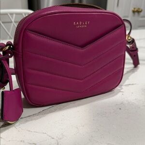 Radley London Gordon Road Quilted Leather Mini Zip Top Crossbody Pink